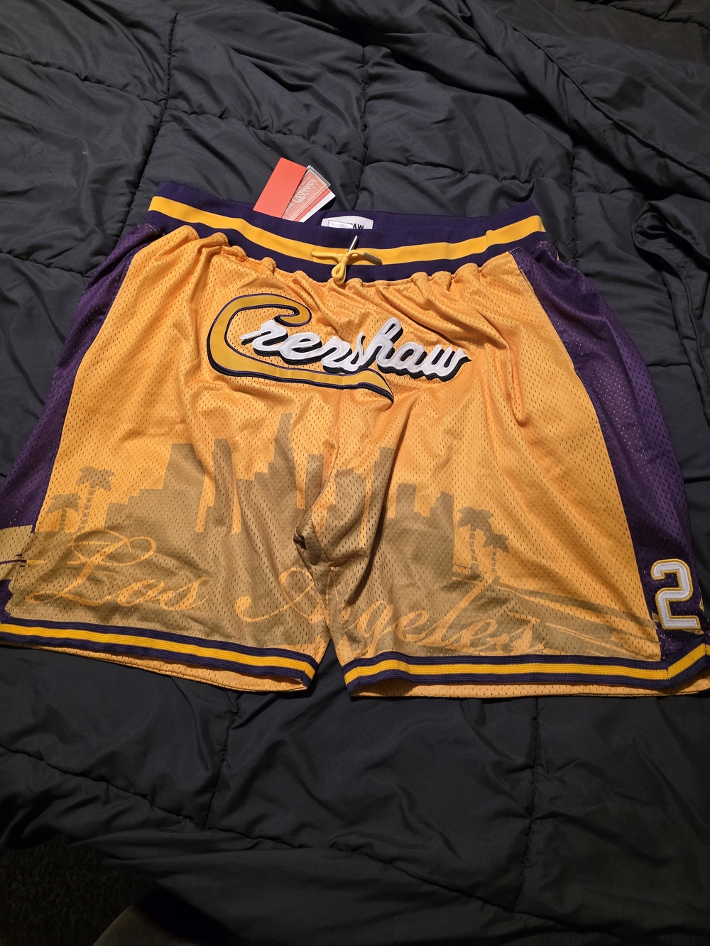 Crenshaw Los Angeles Purple Gold Mesh Basketball Shorts 6XL NWT